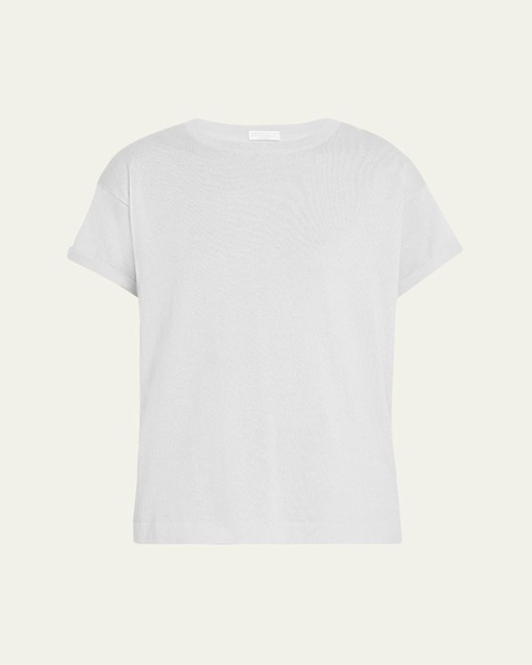 Cashmere-Blend Knit Lurex T-Shirt