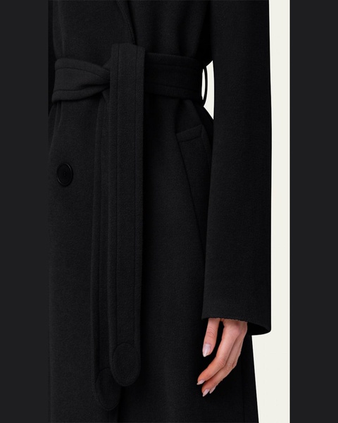 Long Double-Breast Belted Wool-Cashmere Coat
