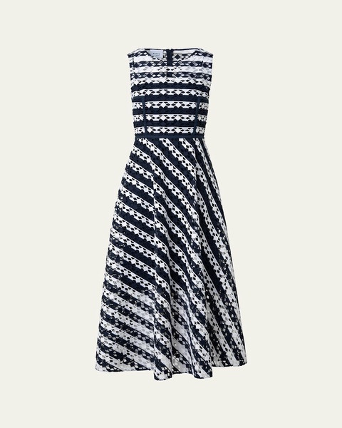 Dot Cut-Out Guipure Fit-Flare Midi Dress