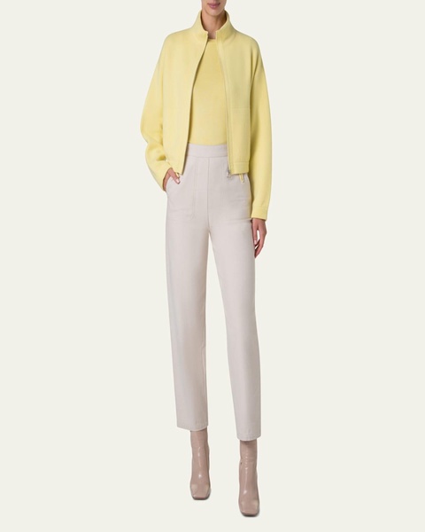 Cashmere Knit Short Zip Cardigan