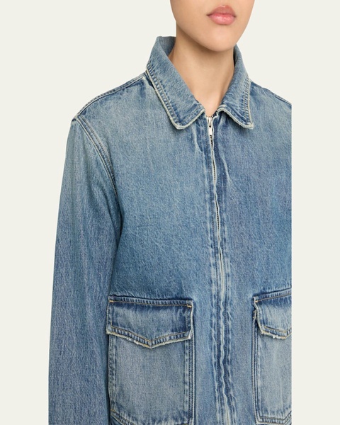 Sally Zip-Front Denim Jacket