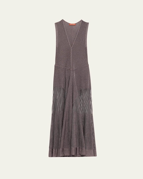 Keball Long Metallic V-Neck Dress