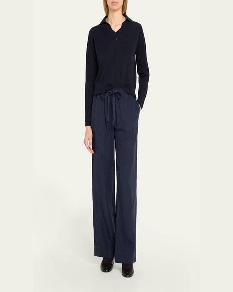 Mid-Rise Wide-Leg Utility Drawstring Pants