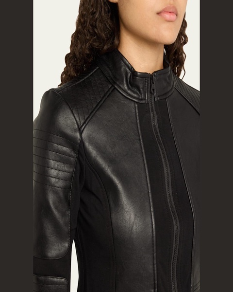 Zip-Front Faux Leather Moto Jacket