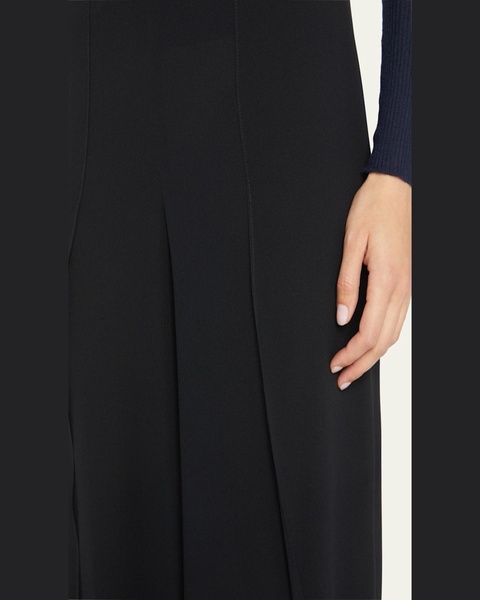 Layered Front-Slits Silk Georgette Wide-Leg Pants