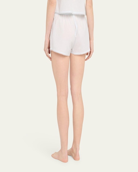 Gigi Striped Lace-Trim Cotton Boxer Shorts