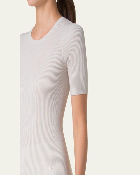 Seamless Rib Short-Sleeve Sweater