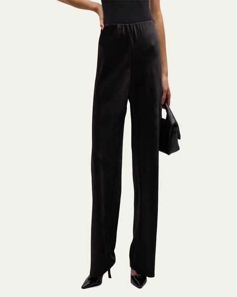 Fluid Bias-Cut Crushed Satin Pants
