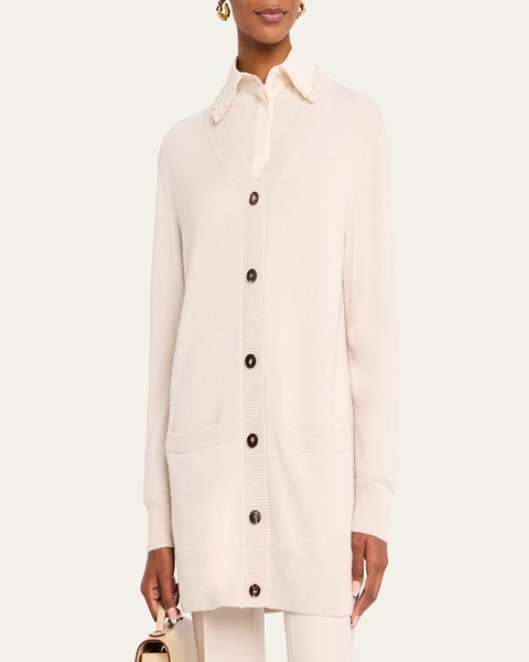 Button-Down Wool-Cashmere Cardigan
