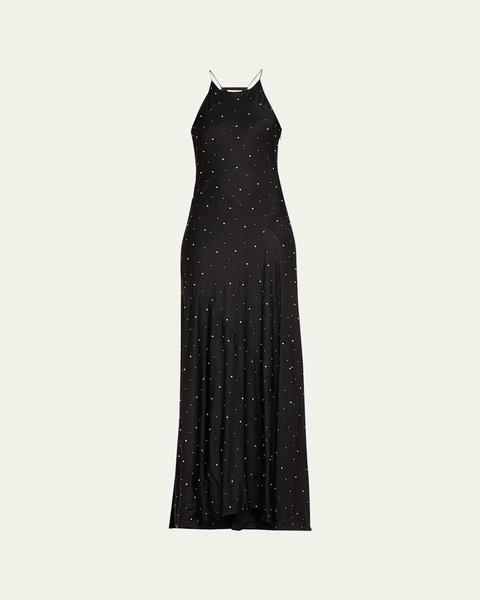 Sybil Stud-Embellished Halter Maxi Dress