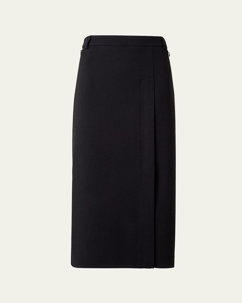 Pencil Wool Crepe Double-Face Skirt