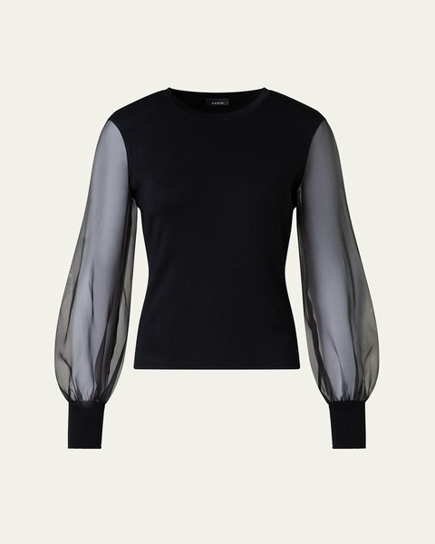 Organza Long Sleeve Knit Sweater