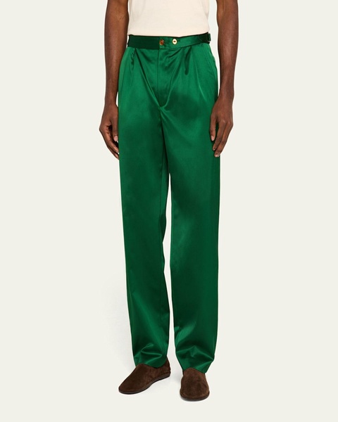 Men's Pleated Satin Trousers