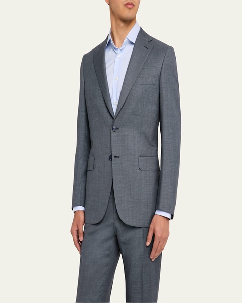 Men's Mini-Stitch Textured Wool Suit