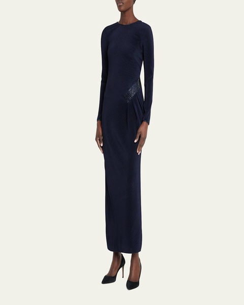 Jersey Dress w/ Beaded Hip Detail