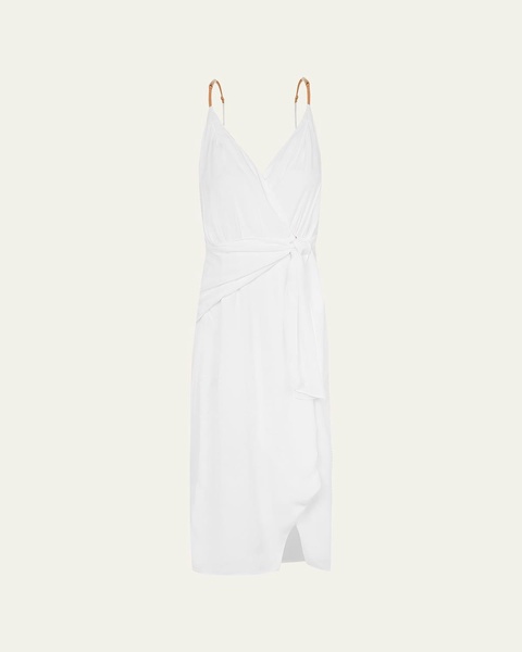 Solid Carly Midi Wrap Dress