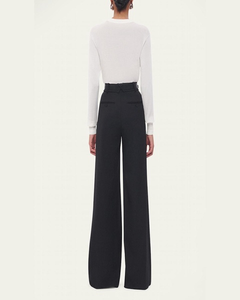 Pleated Wide Leg Wool Trousers