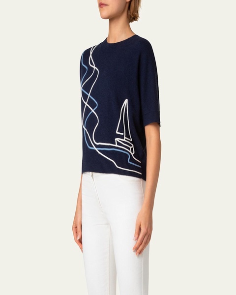 Sailboat Robe Application Wool Cashmere Sweater