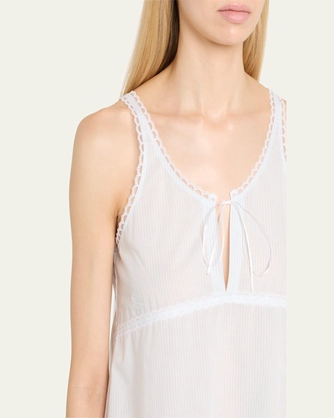 Vionette Striped Lace-Trim Chemise