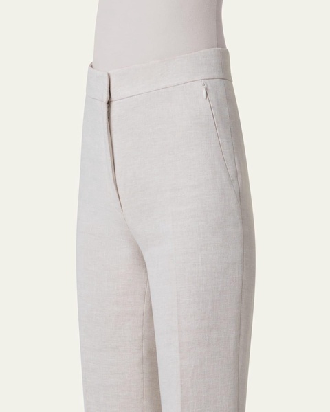 Carl Twisted Linen Double-Face Straight-Leg Pants