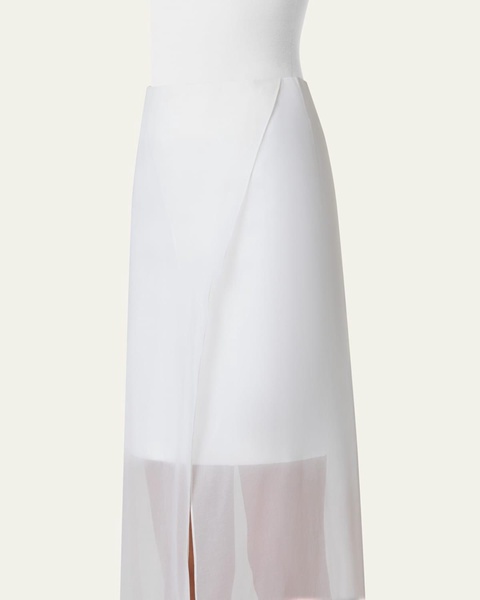 Long Organza Overlay Silk Double-Face Skirt