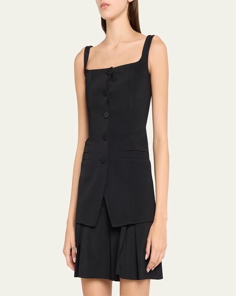 Square-Neck Buttoned Top