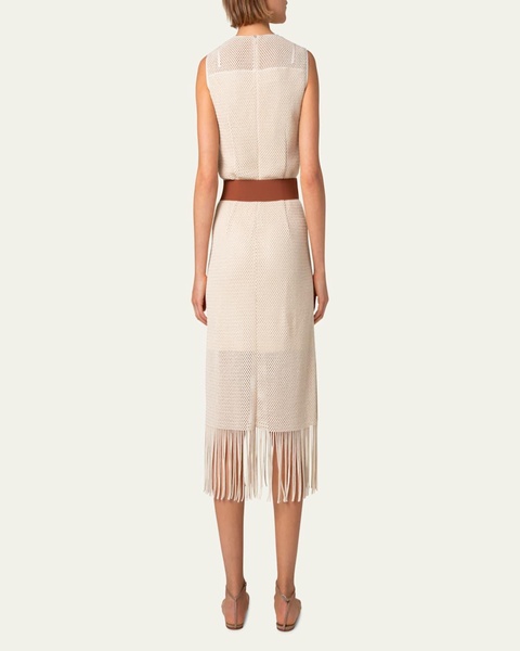 Fringe Mesh Midi Dress
