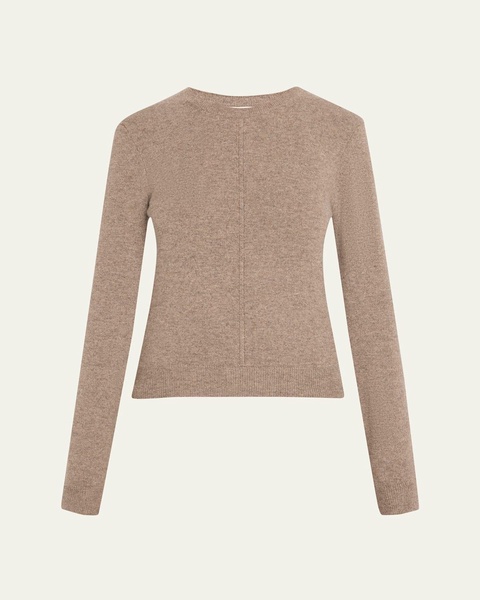 Seamed Crewneck Cashmere Sweater