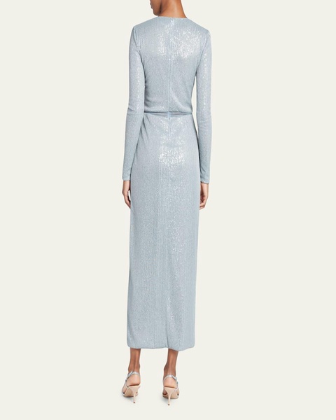 Plunging Sequined Knit Dress