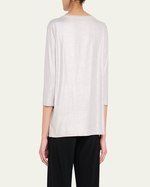 Soft Touch 3/4-Sleeve Metallic Jersey T-Shirt
