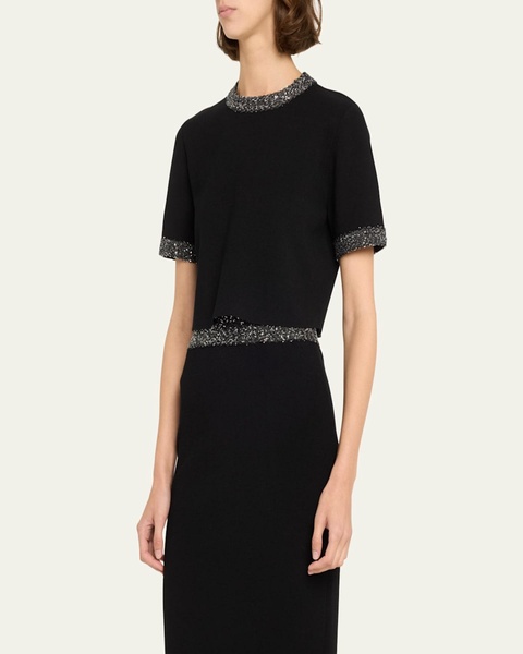 Maeve Embellished Short-Sleeve Top
