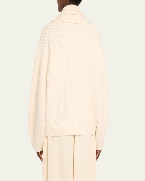 Oversized Shawl Double-Breasted Wool Cardigan