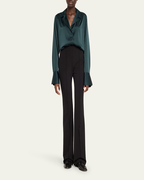 Kass Silk Button-Down Top