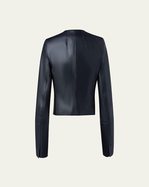 Hasso Cropped Napa Leather Jacket, Black