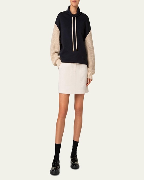 Mixed-Media Chunky Knit Sweater