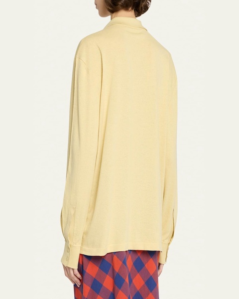 Jovani Polo Long-Sleeve Silk Top