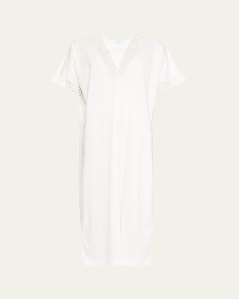 Cristal Lace-Trim Cotton Nightgown
