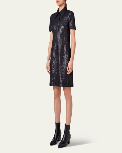 Sequined Chiffon Mini Dress