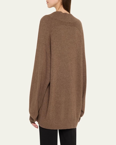 Sage Plunging V-Neck Cashmere Oversized Sweater