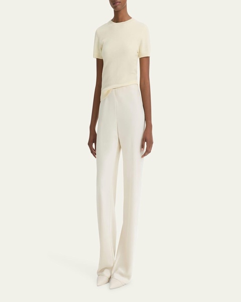 Fluid Bias-Cut Crushed Satin Pants