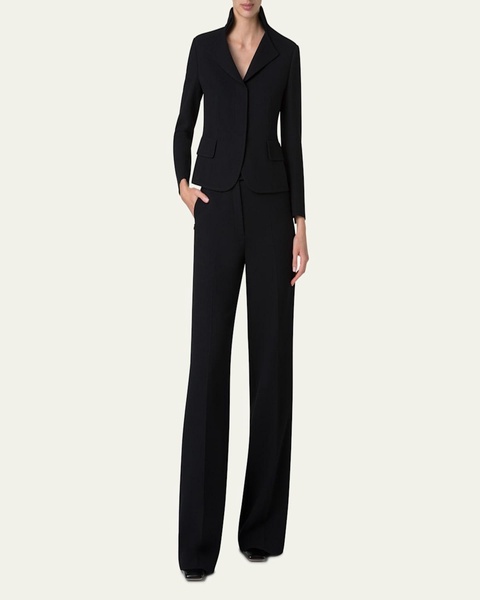 Fior Wool Crepe Double-Face Wide Leg Pants