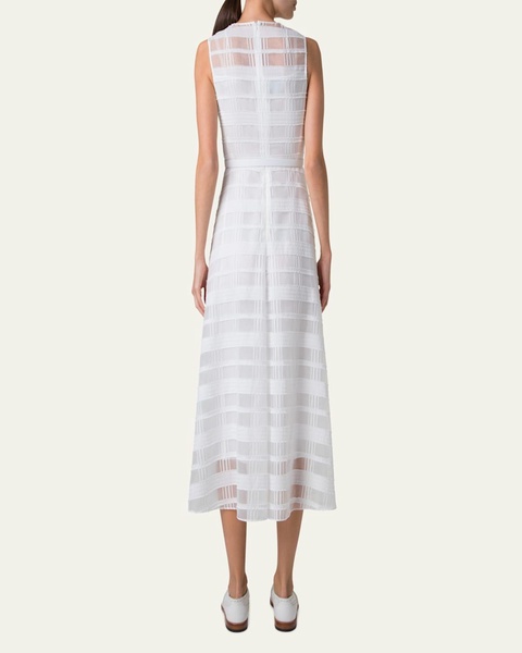 Check Silk Organza Midi Dress
