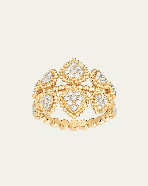18K Yellow Gold Serpent Boheme Motif Ring with Diamonds