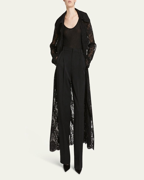 Belted Lace Trench Coat