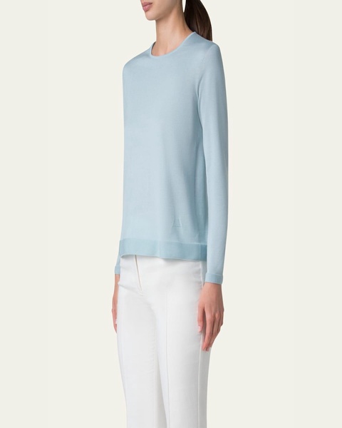Seamless Cashmere-Silk Crewneck Sweater