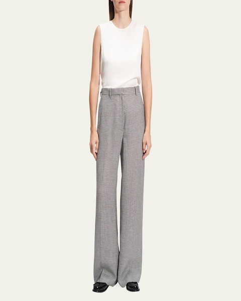 Houndstooth Classic Straight Trousers
