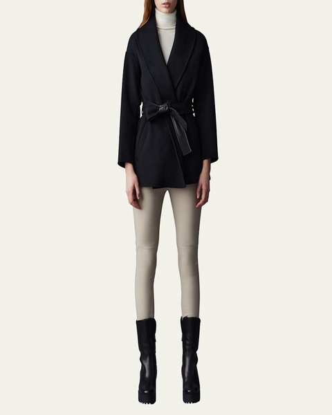Tyra Double-Face Wool Wrap Coat with Tie Belt