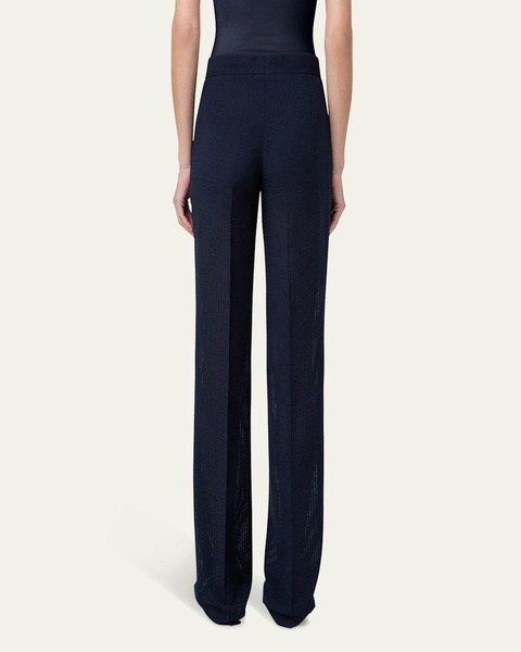 Carl High-Rise Straight-Leg Seersucker Pants