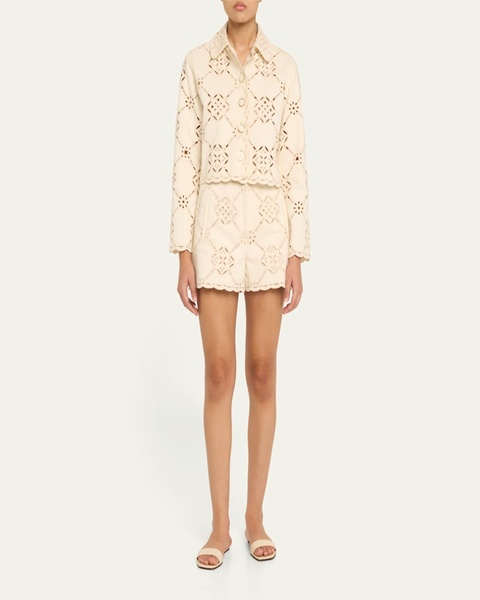 Adelaide Scalloped Eyelet-Embroidered Jacket