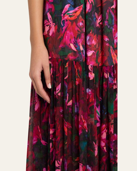 Collage Hibiscus Midi Dress